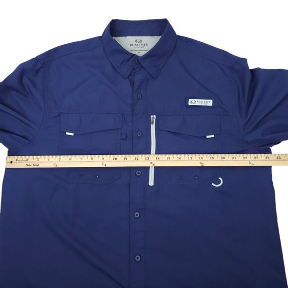 Realtree Fishing Shirt Men L Performance Vented Back Flap Pockets Long Sleeve - Picture 4 of 16